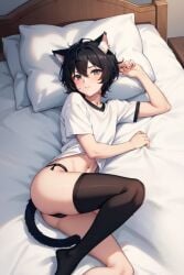 ai_generated black_hair cat_ears cat_hybrid catboy cuntboy male transgender_male twink