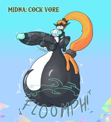 balls_bigger_than_body balls_expansion bellymuffing_(artist) bulging_balls bulging_penis casual_exposure casual_nudity cock_vore exhibitionism floating futa_pred futanari huge_ass huge_breasts hyper hyper_balls hyper_breasts hyper_genitalia hyper_penis hyper_testicles imp_midna levitation living_hair midna nipples nude orange_hair red_eyes safe_vore safekeeping same_size_vore shortstack smile spread_legs the_legend_of_zelda thick_thighs urethral_bulge urethral_insertion vore