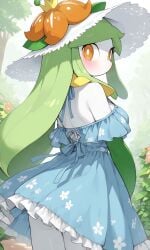 ai_generated lilligant no_mouth plant_girl pokemon pokemon_(species) sundress sunhat