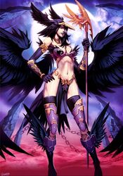 armor breasts dark_hair female genzoman legs wings