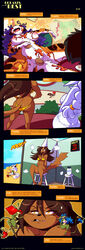 anthro bikini breasts brown_hair chalo color comic davin din_(chalo) dunce_cap english_text era_(chalo) female fourth_wall_broken furry jin_(chalo) las_lindas page_39 page_number purple_hair tagme tiare tiggs