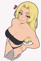 1girls 2d 2d_(artwork) ai_generated big_breasts blonde_hair blush bra breasts cleavage feet female female_only jujutsu_kaisen legs light-skinned_female looking_at_viewer panties smiling_at_viewer thick_thighs thighs underwear waifuinvoker white_background yuki_tsukumo