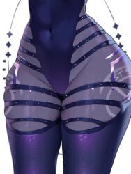 1girls female female_only hips legs lower_body navel raituna simple_background skindentation solo solo_female standing thick_thighs wide_hips