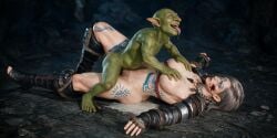 after_rape ai_assisted ai_generated armor armored_boots armored_female armored_gloves blood cum cum_in_pussy cum_on_thighs defeated defeated_heroine goblin goblin_male guardian_(black_desert) necrophilia wounded