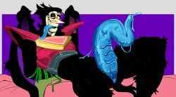 deltarune large_penis spamton_g_spamton spamton_neo tentacle_penis tied_up tongue_out undertale_(series) unsafezanny