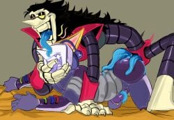 deltarune finger_in_mouth gay multiple_penises spamton_g_spamton spamton_neo tenna_(deltarune) tentacle_penis undertale_(series) unsafezanny yaoi