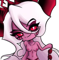 boobs bra cookie_run cookie_run_kingdom dark_enchantress_cookie removing_bra simple_background smirk tagme