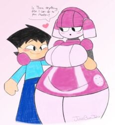 artist_request big_breasts breasts cleavage female huge_breasts me mya_(dorahden) robot tag thick_thighs wide_hips