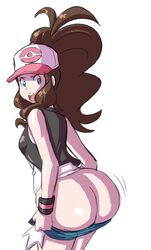 axel-rosered back big_butt blue_eyes bottom_heavy brown_hair butt butt_expansion cap color dat_ass edit edited fat_ass hair hat headgear hilda_(pokemon) huge_butt pokemon sharkbeast127 shock shocked shorts