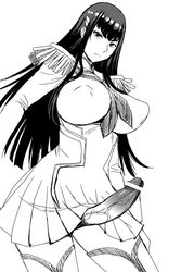 1futa breasts busty censored dress erect_nipples erection futa_only futanari hourglass_figure intersex junketsu kill_la_kill kiryuuin_satsuki kokuriu long_hair monochrome necktie necktie_between_breasts penis penis_under_skirt shoulder_pads solo standing thigh_boots very_long_hair voluptuous