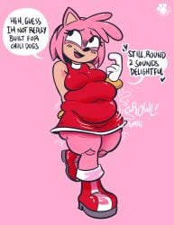 1girls amy_rose anthro ass belly boots bracelet breasts chubby chubby_female dress english_text eulipotyphlan fat female female_focus female_only furry gloves hedgehog hedgehog_humanoid hips large_ass large_breasts mobian_(species) pawstronomic pink_fur pink_hair sega sonic_(series) sonic_the_hedgehog_(series) stomach text thick_thighs thighs weight_gain wide_hips