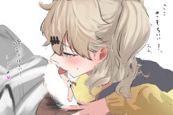 1boy 1girls blowjob blush clothed eru_aise fellatio female kasukabe_tsumugi licking licking_penis male oral penis tongue tongue_out voicevox
