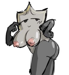 ass big_breasts blushing breasts female grey_body loe-h looking_at_viewer nipples nude nude_female object_shows pink_nipples shield_(character) the_object_show_movie