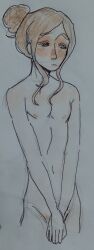 brown_hair cuntboy hiroki_kamijou junjou_romantica kamijou_hiroki male maniakraspberry nude nude_male traditional traditional_media_(artwork)
