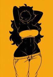 ai ai-created ai_assisted ai_generated armpits arms_above_head arms_behind_head arms_up baggy_clothing baggy_pants black_body black_hair black_skin character clothed clothed_female clothing crop_top cropped_shirt female female_focus female_only frown ihatethemic long_hair messy_hair neutral_expression no_eyes oc original original_character pants pictogram pictographics sfw shaggy_hair simple_background solo solo_female solo_focus solo_girl stick_figure stickwoman sweatpants tagme tube_top tubetop warning_sign warning_sign_person wavy_hair