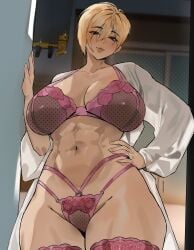 1girls breasts disney female female_focus female_only large_breasts light-skinned_female light_skin lingerie looking_at_viewer ongjolpark sergeant_calhoun solo thick_thighs thighhighs thighs wedding_ring wide_hips wreck-it_ralph