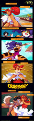 ambar anthro black_hair blonde_hair chalo cleavage comic english_text female furry green_evey hope_ravenhurst large_breasts las_lindas page_37 page_number purple_hair red_hair rollerblades swimsuit tagme tail tiger tiggs tootsie_roswell