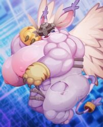 abs biceps breasts digimon female gatomon muscles muscular muscular_arms muscular_female muscular_legs muscular_thighs nipples pecs toonpower