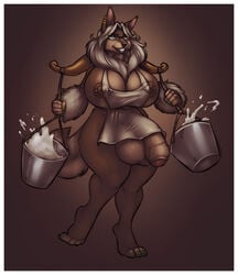 1futa 2013 4_toes 5_fingers anthro apron areolae balls balls_under_clothes barefoot black_nose border breasts brown_background brown_fur brown_theme bry bucket canine chest_tuft claws cleavage clothing coyote cum cum_in_bucket curvy dark-skinned_futanari dickgirl digital_media_(artwork) ear_piercing erect_nipples eyewear flaccid front_view fur furry futa_only futanari glasses gradient_background green_claws green_eyes grey_lips grin hair hi_res holding_object humanoid_penis hybrid hyper hyper_balls hyper_breasts hyper_penis ineffective_clothing intersex lips looking_at_viewer mammal milk naked_apron naughty_face neodokuro nipple_piercing nipple_slip nipples no_bra no_panties on_one_leg partially_retracted_foreskin paws penis penis_under_clothes penis_under_skirt piercing pinup pose rope seductive simple_background skunk smile solo solo_futa splash standing suggestive teeth thick_penis thick_thighs toes tuft uncut walking white_border white_hair wide_hips