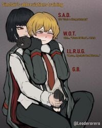 1boy 1girl 1girls asphyxiation blush blushing choking dominant dominant_female domination masturbating masturbation submissive submissive_male