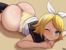 ass ass_focus ass_grab big_ass dako dako_(dakosito) dakosito female female_only kagamine_rin vocaloid yellow_hair