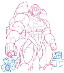 2boys abs arcee biceps breasts female male megatron muscles muscular muscular_arms muscular_female muscular_legs muscular_thighs optimus_prime pecs reddyheart transformers