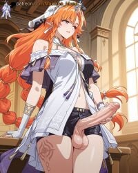 1futa 1futanari adult adult_female ai_generated balls ballsack bangs bare_shoulders big_breasts boobs braid breasts bust busty busty_female busty_girl clothing_cutout cock dick dickgirl dress earrings female fingerless_gloves foreskin futa futa_masturbation futanari futanari_masturbation girl gloves hair_ornament halterneck handjob jewelry kuro_games large_breasts long_hair machine_muse masturbation mature mature_body mature_female orange_hair penis purple_eyes sexy sexy_body shirt shorts side_braid sigrika_(wuthering_waves) solo testicles tits trans trans_woman twin_braids two-tone_dress uncensored very_long_hair watermark white_dress white_headwear wuthering_waves