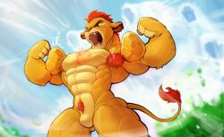 abs biceps disney kion lion male muscles muscular muscular_arms muscular_legs muscular_male muscular_thighs pecs tail waddledox