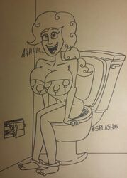 female female_only friendship_is_magic human my_little_pony pinkie_pie_(mlp) solo straight_hair tagme toilet