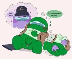 among_us among_us_(on_guard) among_us_green among_us_purple fingering fingering_pussy fingering_self pussy pussy_juice thinking_of_someone_else