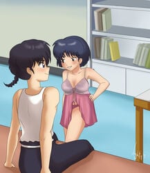 akane_tendo clothing female human laeity lingerie male negligee panties ranma-kun ranma_1/2 ranma_saotome small_breasts straight