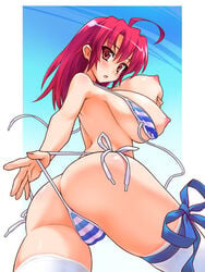 ass bikini breasts dat_ass female itoji long_hair original pink_eyes pink_hair pussy solo swimsuit thong