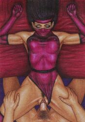 1boy 1girls 2d black_hair closed_eyes clothed_sex edithemad elbow_gloves erect_nipples from_above klassic_mileena leotard leotard_aside long_hair lying mask mileena missionary_position mortal_kombat mortal_kombat_2 ninja nipples partial_male penis pov pubic_hair pussy sex spread_legs straight uncensored vaginal_penetration