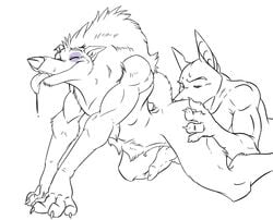 2boys abs anal anthro ass boss_wolf canine doberman dragondrawer dreamworks ecstasy erect_penis erection fur furry furry_only gay kung_fu_panda line_art linkin male male_only mammal monochrome oral penis rimming simple_background tagme