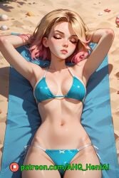 1girls ahq_hentai ai_generated beach bikini blonde_hair blush breasts cute gwen_stacy gwen_stacy_(spider-verse) medium_breasts patreon perfect_body sleeping spider-man_(series) spider-verse stable_diffusion wet