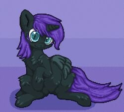 my_little_pony non_sexual not_safe_fur_work nyx_(mlp) pixel_art sitting