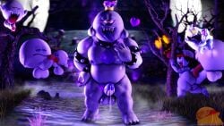 3d 3d_(artwork) 7boys anthro ass balls big_penis boo_(mario) closed_eyes collar crown cum cumdrip daddy dumptruck_ass erection fangs gay genitals ghost humanoid_genitalia humanoid_penis king king_boo large_penis looking_at_viewer luigi's_mansion male male/male mario_(series) moonwulf nintendo open_mouth outdoors penis purple_crown purple_eyes smile spiked_collar tongue tongue_out white_body