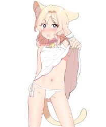 barely_clothed bell_collar diabolik_lovers komori_yui lifting_own_clothes nekomimi small_breasts