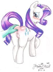 2013 anal anus ass ass_grab blush cutie_mark equine excited eyeshadow female feral finger friendship_is_magic hair half-closed_eyes horn makeup mammal my_little_pony open_mouth purple_hair pussy rarity_(mlp) themasterdramon unicorn