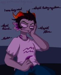 clothed colored_cum cronus_ampora homestuck jerkingoff masturbation talking_to_self