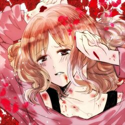 blood_on_face diabolik_lovers komori_yui no_nudity no_sex pained_expression