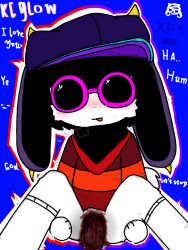 black_hair blood blood_from_pussy blood_in_pussy bodily_fluids clothing cuntboy eyewear fur genital_fluids glasses hair hat headgear headwear hi_res humanoid incredibox intersex kc_glow_(incredibox) male menstruation polo_(incredibox) sex so_far_so_good white_body white_fur xfs