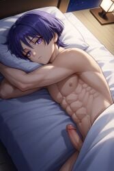 ai_generated bedroom genshin_impact penis penis_out scaramouche_(genshin_impact) sleeping_nude wanderer_(genshin_impact)