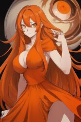 agate_lightvale ai_generated glitchtale long_hair orange_eyes orange_hair undertale