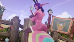 1girls 3d big_ass big_breasts blizzard_entertainment bunny_ears easter female female_only huge_breasts morilymory night_elf noblegarden nude original_character pinup purple_hair purple_skin raelisenna_nightdream solo stockings thick_thighs voluptuous voluptuous_female warcraft wide_hips world_of_warcraft