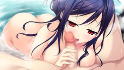 1boy 1girls artist_request breasts censored character_request fellatio game_cg koisuru_natsu_no_last_resort licking nipples nude oral penis tagme