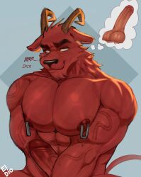 2025 abs anthro areola aroused balls barazoku biceps big_balls big_muscles big_pecs big_penis blue_background blush bovid caprine caprine_demon deltoids demon dialogue dionelart don't_starve english_text erection eyebrows fur genitals glans goat_demon hi_res horn huge_balls huge_cock huge_muscles huge_pecs humanoid_genitalia humanoid_penis klei_entertainment male male/male mammal motion_lines muscular muscular_anthro muscular_male narrowed_eyes nipple_piercing nipple_ring nipples nude pec_squish pecs penis piercing red_body red_fur ring_piercing signature simple_background smile solo squish text thick_arms thick_penis thought_bubble throbbing throbbing_penis tuft vein white_eyes wortox