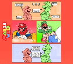 4boys anal anal_sex anthro anthro_on_anthro blue_overalls blue_tongue blush bodily_fluids boo_(mario) bottomless bottomless_male bowser brown_hair clothing cum cumshot ejaculation erection gay gay_sex genitals ghost gloves green_hat green_shirt hat human human_on_anthro humanoid humanoid_on_anthro interspecies king_boo koopa larger_male licking_anus light-skinned_male light_skin luigi luigi's_mansion male male/male mammal mario mario_(series) moustache naughtybassard nintendo open_mouth orgasm orgasm_face overalls penis penis_in_anus red_hat red_shirt reptile scalie sex sharp_teeth size_difference smaller_male sweat sweating tongue tongue_out torquewintress unseen_male_face white_gloves