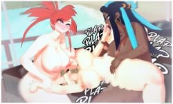 1girls 2futas 3d dark_skin deepthroat flannery_(pokemon) futanari koikashura may_(pokemon) may_(pokemon_oras) missionary_position nessa_(pokemon) pokemon pokemon_rse pokemon_ss spitroast stomach_bulge tagme tagme_(series)