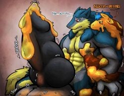 absurd_res animal_genitalia anthro balls balls_growth balls_inflation big_balls blue_hair brom_(sahurus) brown_slime claws duo fangs fur genital_growth genitals goo_creature green_body green_eyes green_fur grey_body grey_fur growth hair hi_res hug huge_balls hyper hyper_balls hyper_genitalia male male/male muscular ngusommm nipples orange_slime penis penis_growth penis_in_slime red_eyes reptile scalie sergal slime slime_inflation snake sommm_(ngusommm) tail tail_tuft teeth throbbing throbbing_penis translucent tuft yellow_body yellow_fur